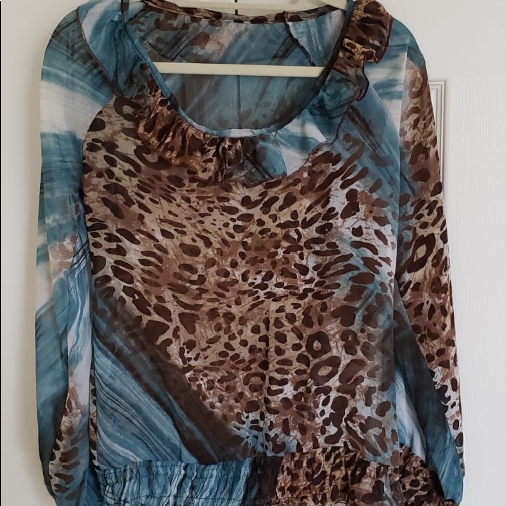 Beautiful animal print sheer top M
